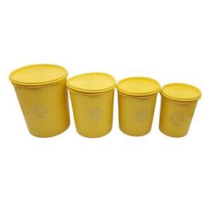Vintage Tupperware 1070's 4 piece canister set star burst seals